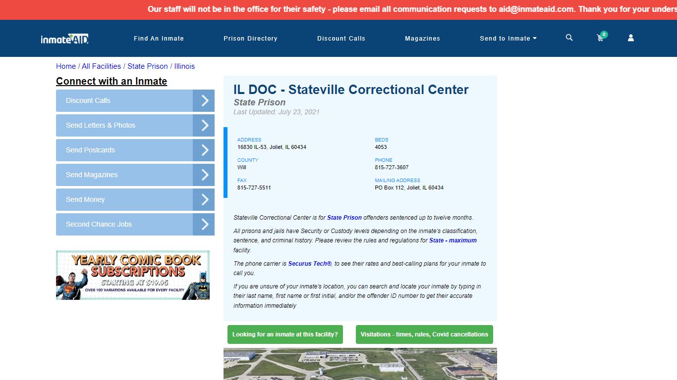 IL DOC - Stateville Correctional Center & Inmate Search - Joliet, IL