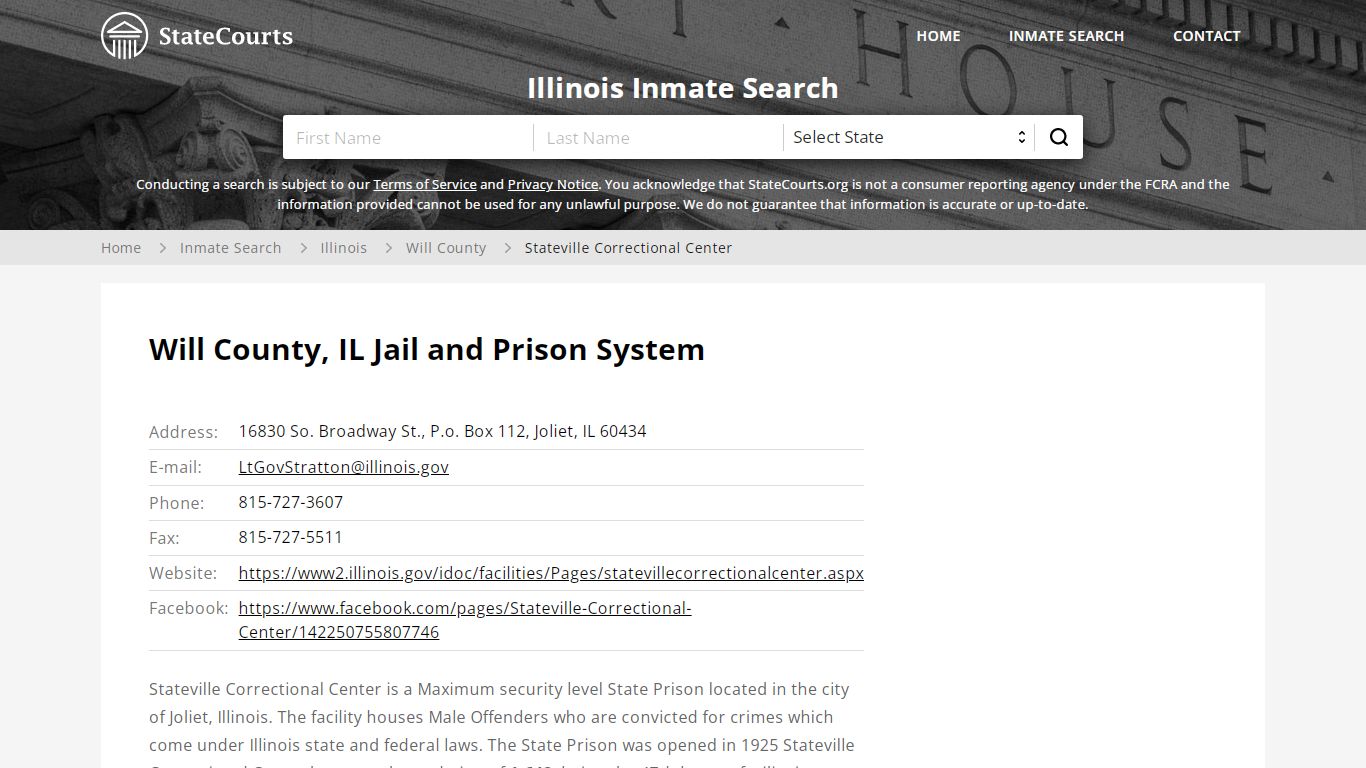 Stateville Correctional Center Inmate Records Search, Illinois ...